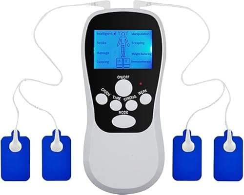 TENS Machine Muscle Stimulator for Pain Relief, Portable EMS Body Acupuncture Massage Machine for Back, Neck, Muscle and Joint Pain with 8 Massage Modes, 4 Patches