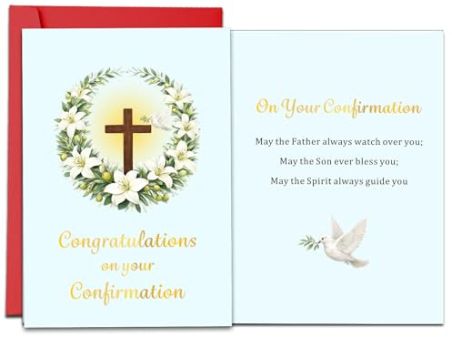 Confirmation Cards for Girls Boys, Confirmation Gifts for Teen Girls Boys, Religious Cards with Envelopes for Daughter Son Granddaughter Grandson, Christian Catholic Gifts for Sponsors Women Men