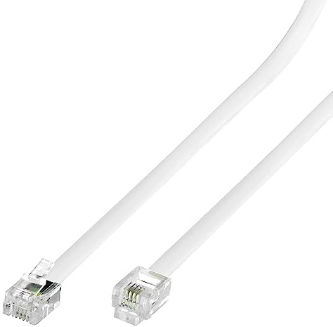 RJ11 6P4C Modular Telephone Extension Cable Phone Cord Line Wire (7 Feet, white)