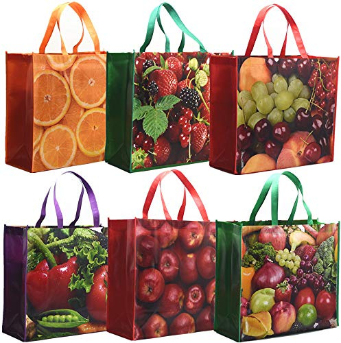 Reusable Grocery Bags Shopping Foldable Large Tote Bags Heavy Duty,Washable Bulk Bags with Handles and Eco-Friendly Ripstop Waterproof Material, Fruit Recycle Gift Bags 18.3inX15.7inX6.7in (XL)