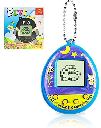 Elektronische Haustier Spielmaschine, Yeelan Tragbar Handheld Virtuelle Haustiere Spielzeug mit Schlüsselbund, Tier Spielekonsole für Erwachsene und Kinder (Blau)