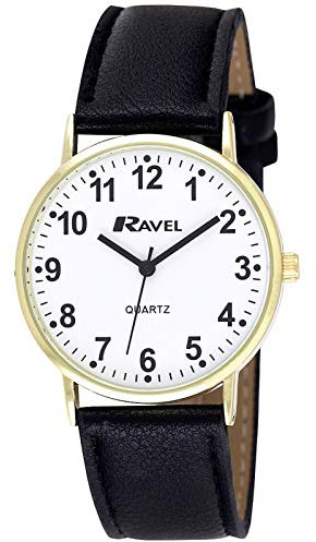 Ravel - Unisex Classic Everyday Watch - Black/Gold Tone/Number Dial