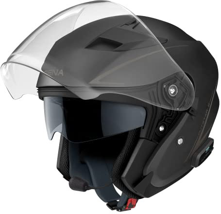 Sena Outstar S Smart Jethelm mit integrierter Bluetooth Intercom & Smartphone Konnektivität (Schwarz, XL)