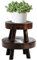 TOPZEA Set of 2 Mini Wooden Stool Display Stand, Wood Riser for Bonsai, Flower Pot, Small Potted Plant Stands Round Rustic Planter Stools Pedestal Risers for Garden, Patio, Home