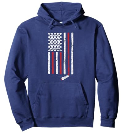 Hockey Stick and Puck American Flag Pullover Hoodie