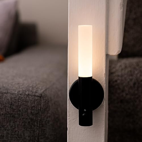 Auraglow Smart LED Sensor Wall Light – Portable – Rechargeable Night Light – Indoor Use – Magnetic Base (1 Pack, Black Metal)