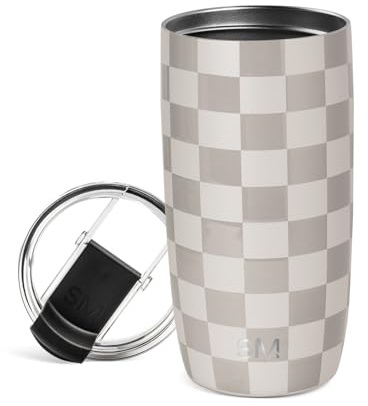 Simple Modern Voyager Tumbler with Flip Lid | Travel Coffee Mug | Insulated Stainless Steel Cold Brew Iced or Hot Coffee Cup | Gifts for Women Men Her Him | 16oz, Checkmate