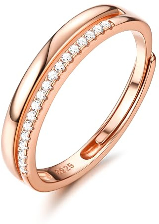 Adramata Bague Argent 925 Réglable Empilable Alliance Fiançailles Promesse Mariage Pouce Bijoux Anniversaire Cadeau