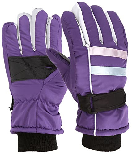 Winterhandschuhe für Kinder Jungen Mädchen Winddichte Skihandschuhe für 7-12 Jahre Warme Handschuhe Winterhandschuhe Kinderhandschuhe Skifahren Wandern Radfahren Winter (02 Lila, 7-12 Jahre)