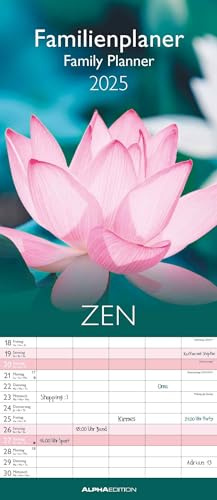 Family Planner Zen 2025 - Calendari da parete della famiglia 19,5 x 45 cm