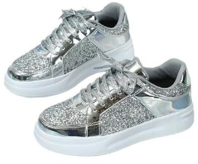 Ulalaza Baskets Tendance pour Femme avec Paillettes Scintillantes, Tendance, Brillantes, décontractées, Paillettes, Concert, Toile rembourrée, Marche pour Mariage, fête, boîte de Nuit
