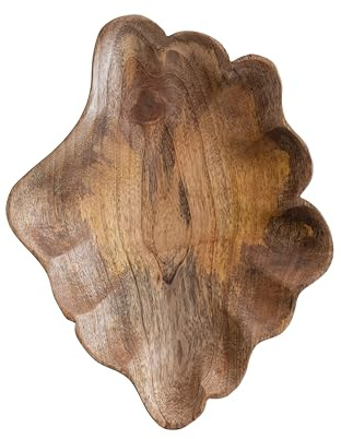 Creative Co-Op Hand-Carved Mango Wood Scalloped Platter for Serving, Natural