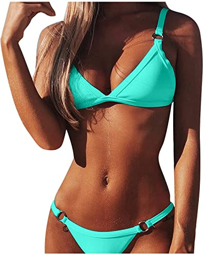 Bikini Sexy Mujer Tanga Conjuntos de 2 Piezas 2024 Reductores Micro Mini Bikinis Deportivo Verano Brasileño Tankinis Bañador Playa Arena Tankinis Bañadores Swimwear (Menta Verde,XL)