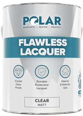 Polar Clear Lacquer Paint - 2.5 Litres | Matt Finish | Quick Drying & Durable Lacquer for Wood, Plastic, Metal, Concrete, Glass & Ceramics | Water Resistant Coating for Interior & Exterior Surfaces