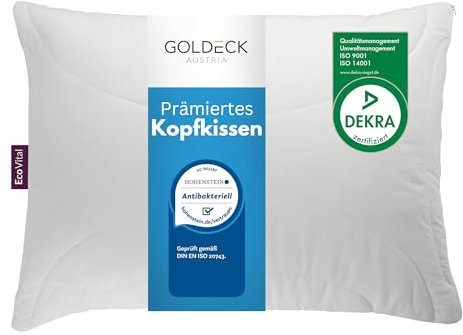 Goldeck Austria ECO Vital G-LOFT® Kopfkissen – Höhenverstellbar, 95°C Waschbar & Atmungsaktiv – Ergonomisch & Allergikerfreundlich (80x80 cm)