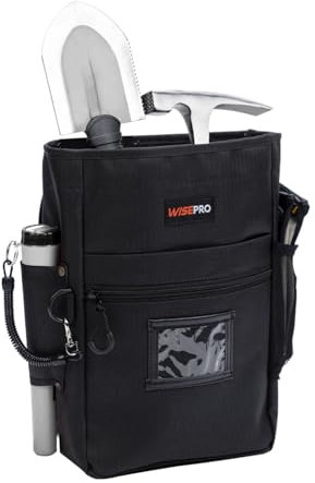 WISEPRO Metal Detection trova marsupio, marsupio portatile con tasche e fondina, Drop Pouch per PinPointer, Nero