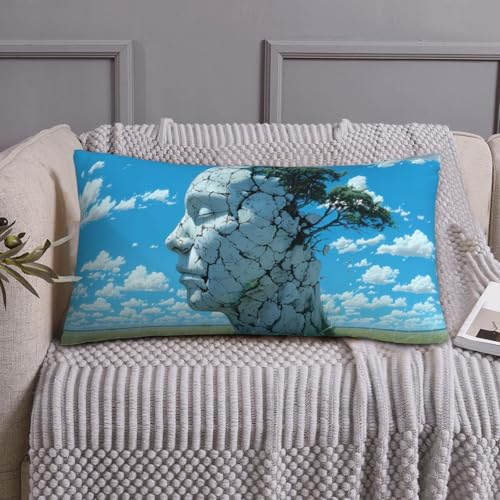 Federa per cuscino king size, dimensioni standard, 50,8 x 91,4 cm, morbida copertura in microfibra con stampa a blocchi di testa di terra screpolata, resistente alle pieghe, antimacchia, dimensioni