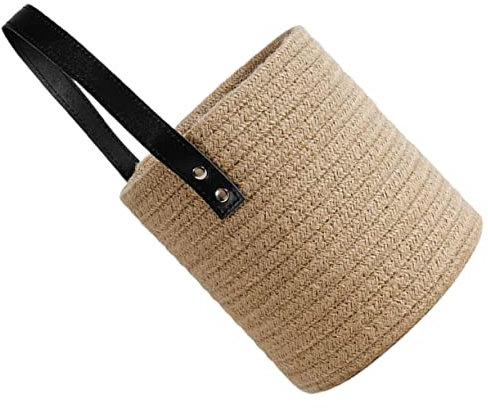 Warmhm Aufbewahrungskorb Aus Baumwollseil Seilkorb Mit Deckel Geflochtener Deckenkorb Türkorb Griffe Kleiner Korb Aus Baumwollseil Stoff Zusammenklappbar Anlage Baumwolle