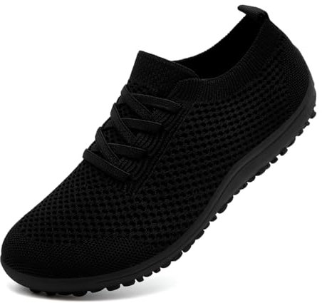 Barfußschuhe Damen Laufschuhe Turnschuhe Schuhe Sportschuhe Damen Bequeme Slip On Sneaker Fitnessschuhe Straßenlaufschuhe Leichte Atmungsaktiv Weich rutschfest Shoes Schwarz 40 EU