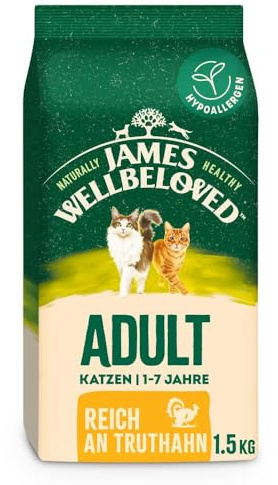 James Wellbeloved Hypoallergenic Dry Cat Food for Adult Cats Turkey 1.5 kg