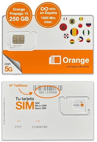 Tarjeta SIM Prepago 15 + 250GB (100GB Acumulables) + Llamadas Nacionales Ilimitadas + 1000 Min. Llamadas Internacionales (74 destinos) + Roaming UE (20GB) + Velocidad 5G + Min. Ilimit. Rumanía