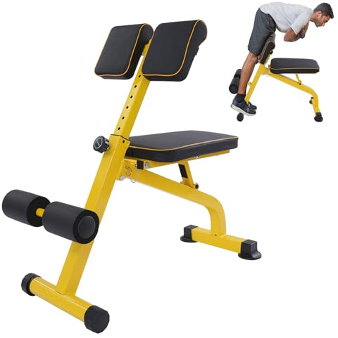 Entrenador abdominal para el hogar, banco de entrenamiento plegable con ruedas y almohadillas para los pies, hiperextensión de espalda ajustable, entrenador abdominal y de espalda, banco de fitness