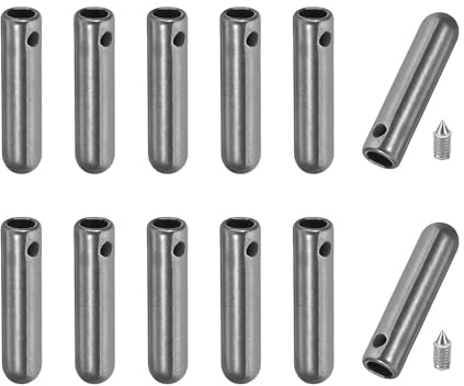 PATIKIL 12 st skosnöre spetsar med skruv, legering 25 mm cylindriska aglets skor spetssnören ändspets lock ersättning, Mörkgrått, 25mm