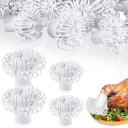 Dianelhall 30 Pcs Decorative Paper Holders for Chops Turkey Leg Paper Pork Chop Frills Turkey Lamb Pork Chop Frills Chicken Leg Holders for Rib Roast Culinary Food Presentation, 2 Sizes(12 Pcs)