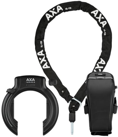 AXA Set Imenso XL Retractable + ULC 130 + Transporttasche – Rahmenschloss Set mit Einsteckkette und Tasche – Hohe Sicherheit