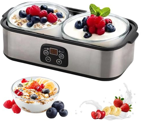 Bekasa 2000ml Yogurt Maker Machine with 2Pcs 1 Quart Glass Containers, Automatic Yogurt Makers with Adjust Temp, 48H Timer Probiotic Yogurt Maker for Organic Yoghurt, Homemade Dessert
