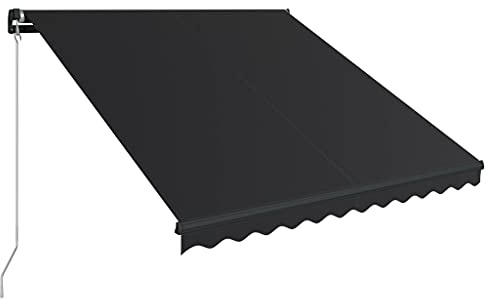 Parasol manual retráctil con luz LED, 300 x 250 cm, antracita y gris, toldo de pared para exteriores, parasol para balcón, toldo de jardín, solución de sombra para patio