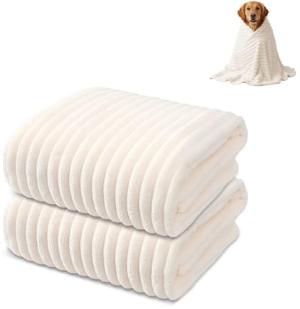 SZMK 2 Pièces Couverture pour Chien Et Chat 45 X 65 CM,Plaid Anti Poils Animaux Lavable pour Canapé,Animal Blanket,Couverture Douce et Chaude pour Chien pour Petite et Moyenne Taille - Blanc