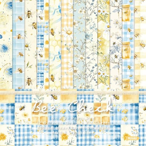 Daisy and Bee Scrapbook Papers, 24 Sheets 6x6 Inch Vintage Floral Patterned Papers for Scrapbooking, Card Making, and Decoupage, Premium Craft Paper & Decoupage Paper Sheets
