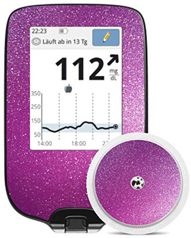 Diasticker® | Freestyle Libre Sticker - Édition Glitter (Violet) - Autocollant en Vinyl pour Lecteur et capteur, Stickers, Sensor, Reader