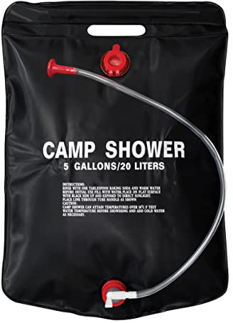 Milestone Camping 20739 20L Heated Compact Portable Solar Power Shower, Black,H60 x W40