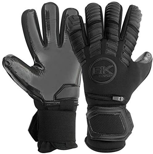 GK Saver Football Goalkeeper Gloves Protech Series Professional Size 6 to 11 Soccer GK Goalie Glove (Blackout YF, SIZE 8, Ambidextrous)