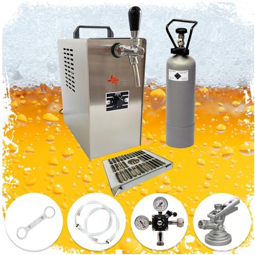 ich-zapfe Set completo – Impianto di benzina Jet 30 valigetta per birra, refrigeratore a 1 conduttore, fino a 35 litri/h, testa di erogazione: KeyKeg