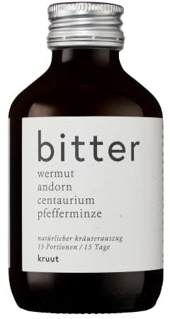 Kruut – Bitter Kräuterauszug bio 150ml – Elixier mit Bitterstoffen aus Wildkräutern Wermut, Andorn, Pfefferminze – Oxymel Tinktur Sirup Kur Regional Alkoholfrei Magenbitter Rohkost