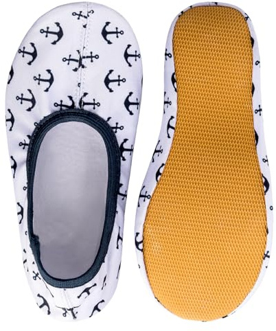Siegertreppchen® Gymnastics Shoes with Anchor Motif (size 24-40) Gymnastics Shoes for Girls & Boys - Ballet Shoes Breathable & Non-Slip, Anchor motif, 4 UK