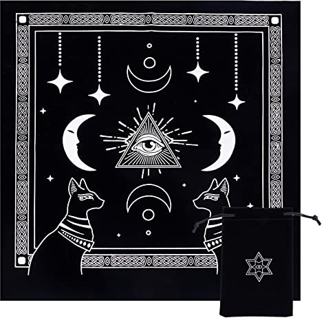 CREATCABIN Tela de Altar Ojo de Dios Celestial Constelación Tarot Deck Tapiz Espiritual Mantel Sagrado Tela Astrología con Tarot Card Bag para Adivinación Brujería Flexible Pagan