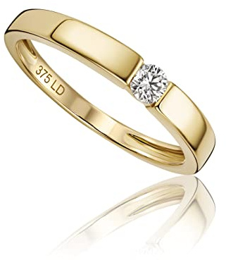 MIORE Lab Diamonds-Diamantes creados en Laboratorio: solitario anillo de compromiso en oro amarillo de 9 kilates 375, con 1 diamante creado en laboratorio 0,10 quilates
