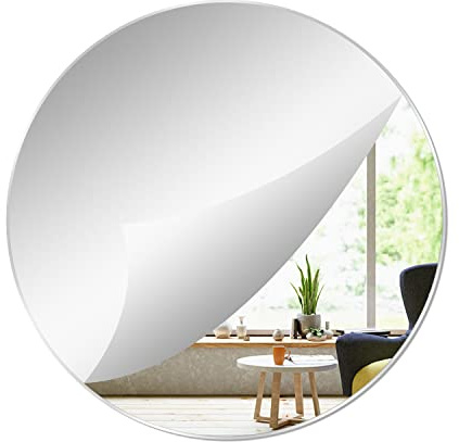 YXYAOLEE 1 Pack Akryl Runda Speglar Icke Glas Rund Spegel Platta Självhäftande Rund Spegel Väggklistermärke Dekaler för Hem Vardagsrum Sovrum Dekor (24 * 24CM)