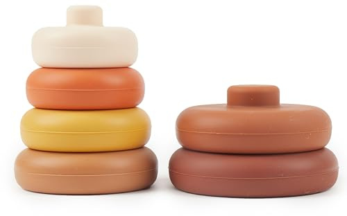 Bieco Torre Apilable de Silicona para Bebés Chocolate Bliss | Juegos Bebe 1 Año Cubos Apilables Bebe 1 Año Juguete Bebe Juguetes Bebe 1 Año Apilable Gigante Piramide Bebe Baby Toys 1 Year Infantiles