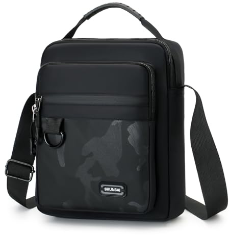 Vpoofree Bandoleras Hombre Bolso de Hombro Bolsas de Mensajero de Negocios Bolso de Mano Mariconeras para Hombres Moda Crossbody Bag Shoulder Casual (Negro Bandoleras Hombre)