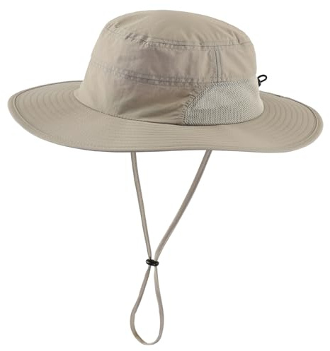 Decentron Men's Sun Hat UPF 50+ Wide Brim Fishing Hat UV Protection Safari Mesh Hat for Hiking Sand