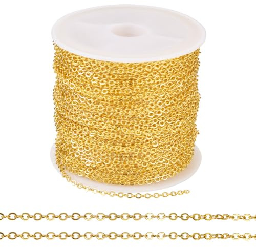 Cheriswelry 80 cm järnkabelkedjor belagd mässing gyllene ovalt kors pansarkedja halsband länkar för kvinnor män halsband armband smyckestillverkning