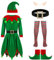 QiaoPkeb 6-teilige Frauen Urlaub Elfen Kostüm Samt Kleid Weihnachten Karneval Rollenspiel Elfen Hut Schuhe Ohrriemen Socken (M)