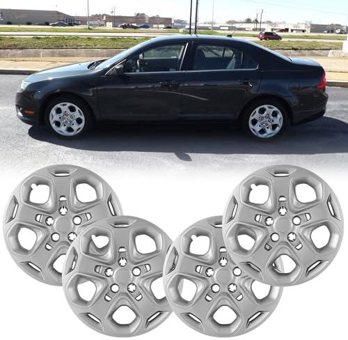 OPKOURE 17 Hubcaps Wheel Covers for 2010-2012 Ford Fusion, ABS Hubcap Replacement for 10-12 Fusion Set of 4, 17 inch Sliver