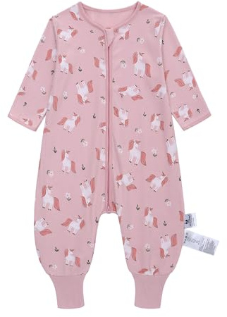Baby Schlafsack Sommer mit Füßen 0.5 Tog 100% Baumwolle Kinder Sommerschlafsack mit Ärmel für Jungen und Mädchen