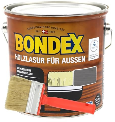 Bondex Holzlasur für Aussen 4L inkl. Flächenstreicher (dunkelgrau)